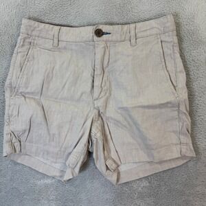 Faherty Brand Mens 28 Linen Cotton Blend Chino Shorts Beige 4" Inseam Casual EUC